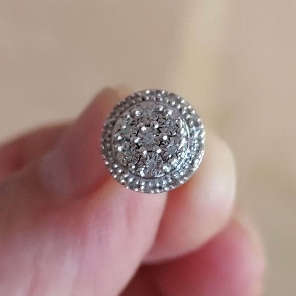 Sterling Silver & Diamond Stud Earrings - Picture 10 of 14